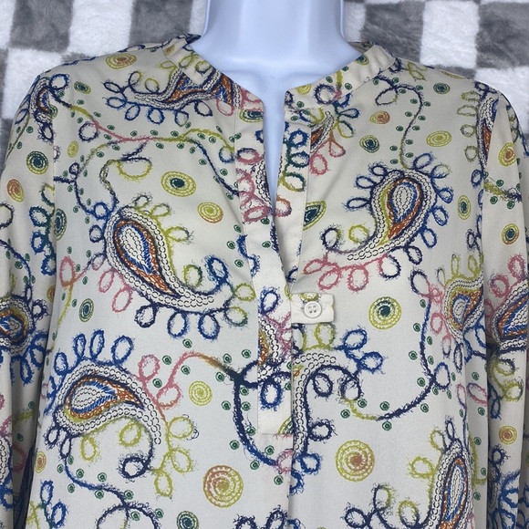 Pleione S button down shirt boho paisley vintage vibes - Picture 2 of 6